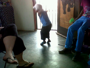 A 4 year old stomping like they do at the ZCC churches.